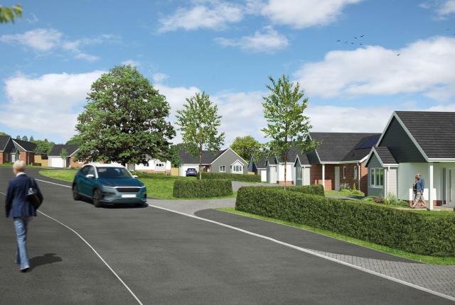 CGI of street view of Anchorwood View Housing Development in Barnstaple North Devon