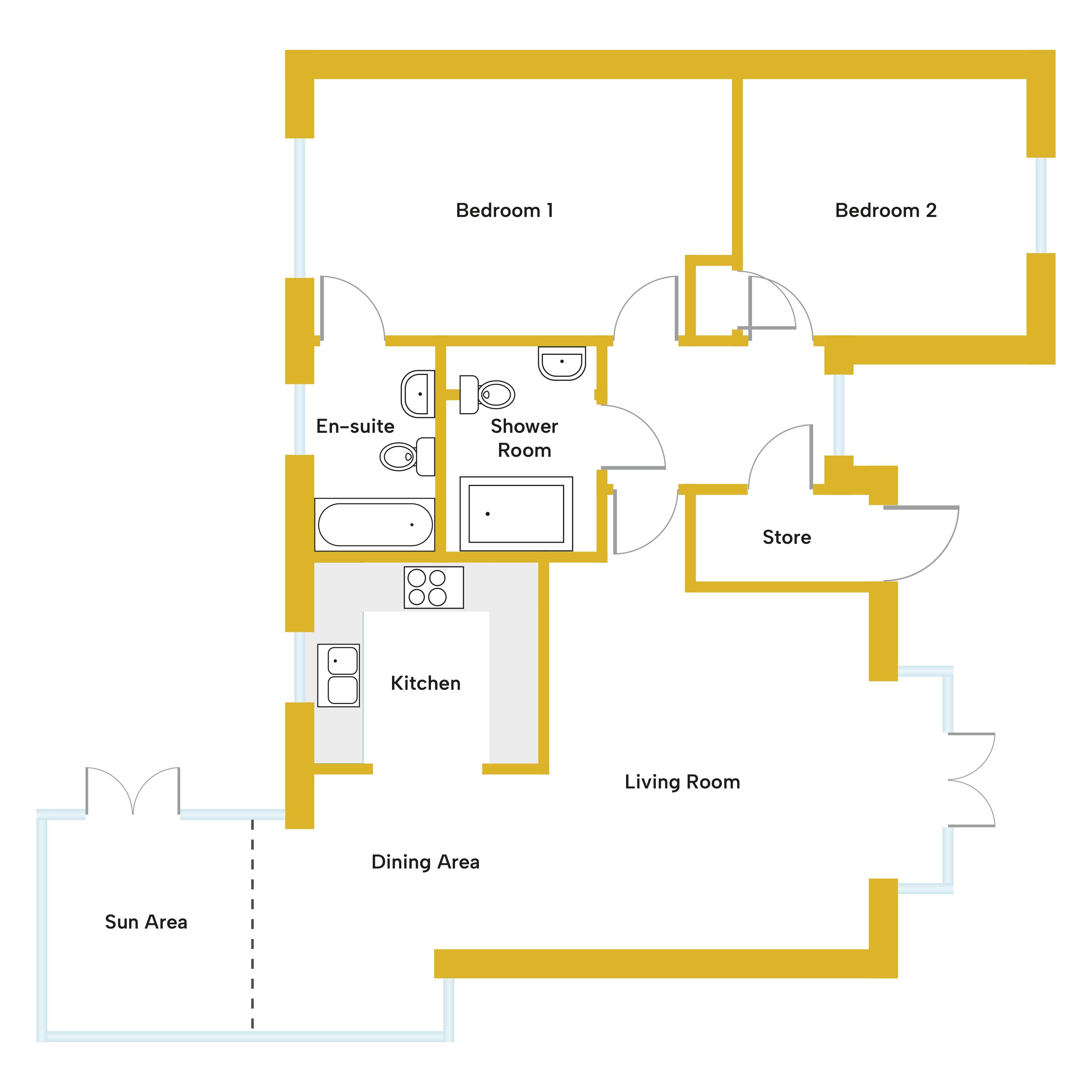 Floor Plan for the Poppy Retirement Bungalow in Abbotsham 