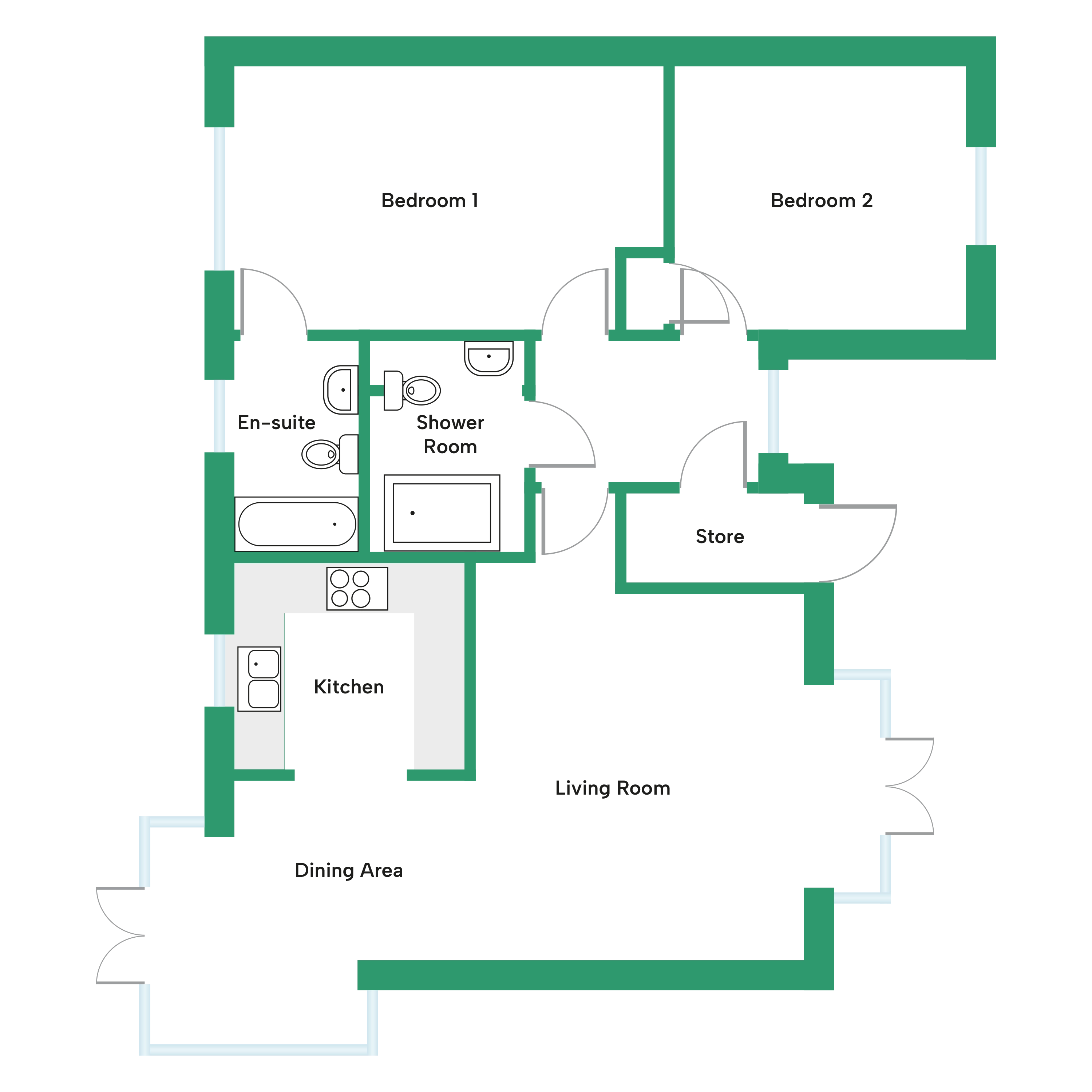 Floor Plan for the Poppy Retirement Bungalow in Abbotsham 