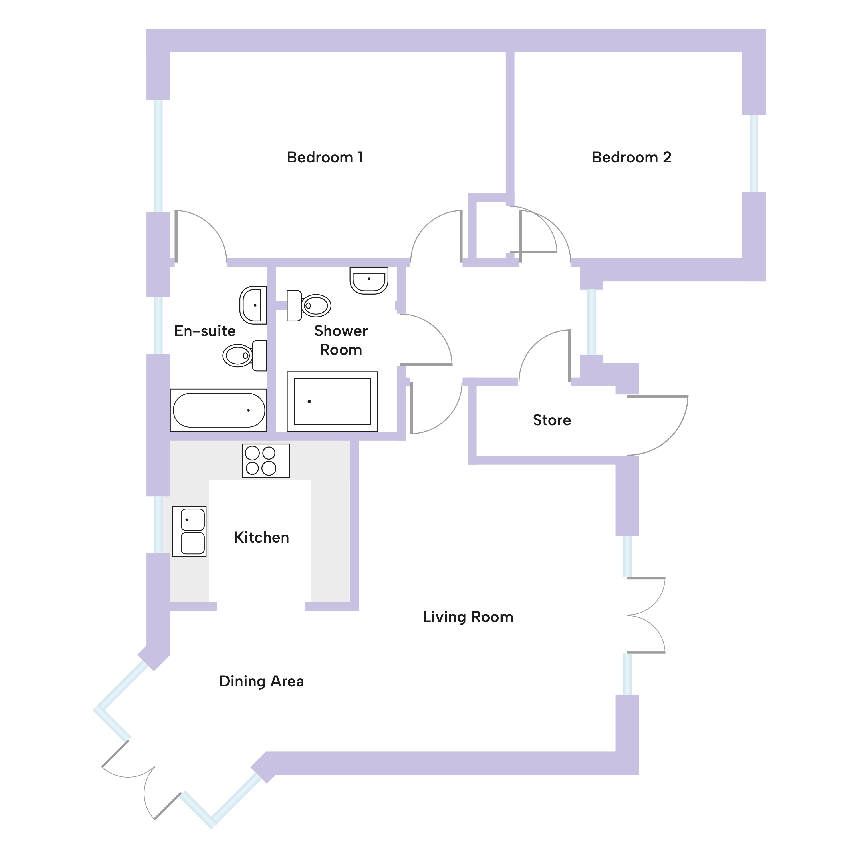 Floor plan of the Snowdrop bungalow