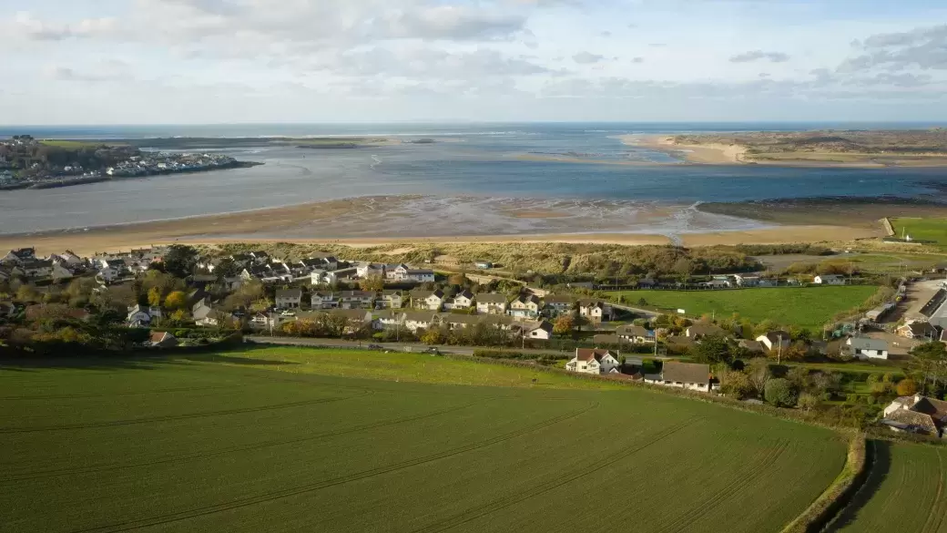 Ariel view of Instow looking out toward Torridge Estuary