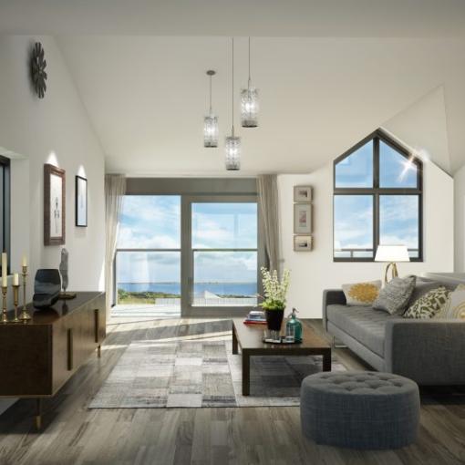 Interior of new home in Appledore with view of Estuary