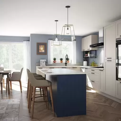 Open plan kitchen dining area of new home