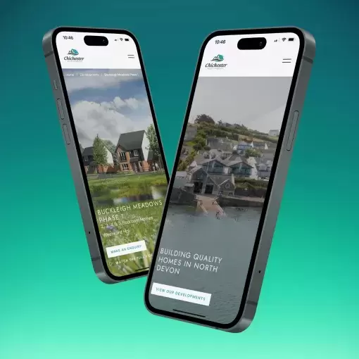 Chichester homes new website displayed on an iphone