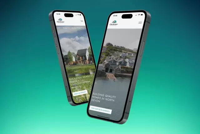 Chichester homes new website displayed on an iphone