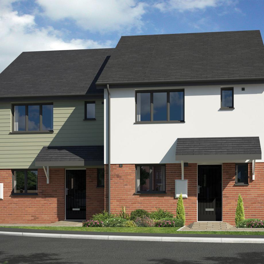 Exterior of houses at Honey Farm development in South Molton