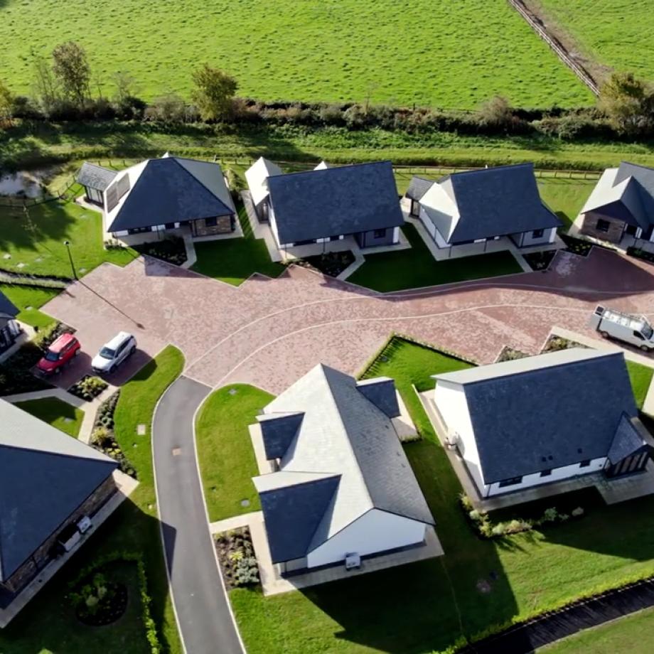 Arial view of Kenwith Meadows Retirement Bungalows in Abbotsham